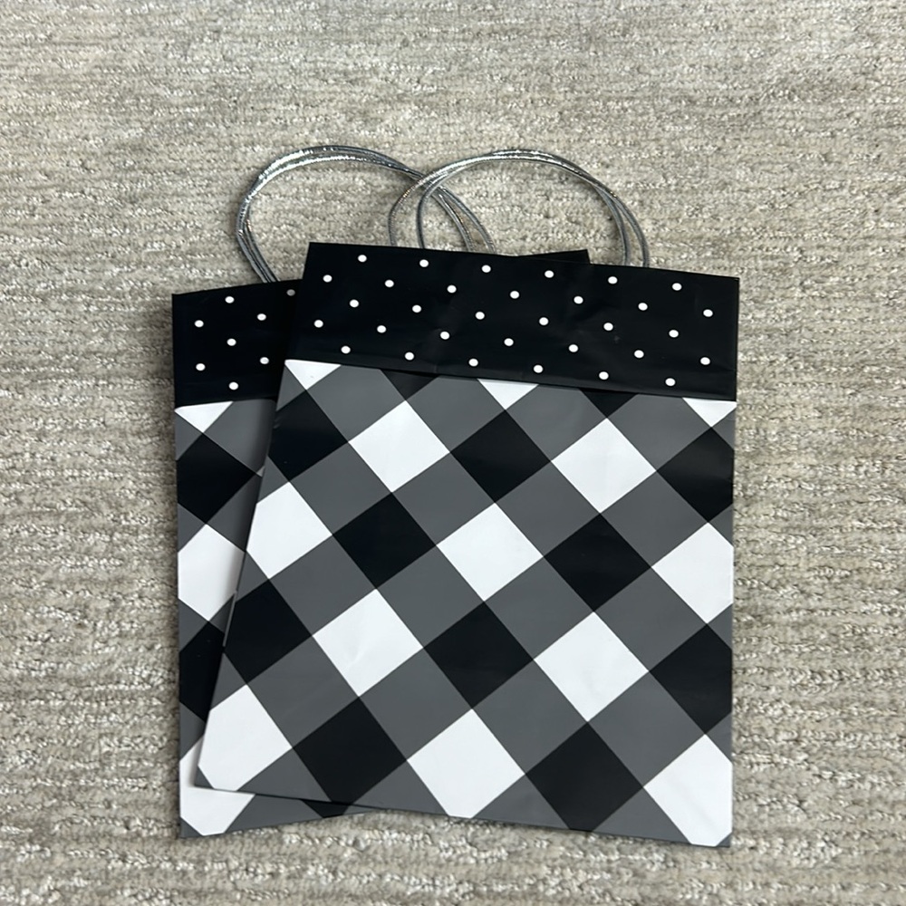 2 Buffalo Plaid & Polka Dots Gift Bags
